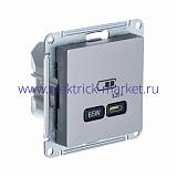 SE AtlasDesign Сталь USB Розетка тип-C 65W высокоскор.заряд. QC, PD, мех. ATN000927