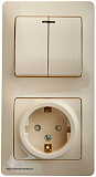 Schneider Electric Glossa Блок комбинированный розетка и 2-кл. выключатель с подсветкой Бежевый