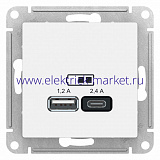 SE AtlasDesign Белый USB A+С, 5В/2,4 А, 2х5В/1,2 А, механизм ATN000139