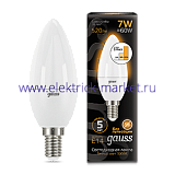 Gauss Лампа Свеча 7W 520lm 3000К E14 шаг. диммирование LED 