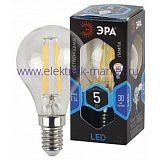 Лампа светодиодная Эра F-LED P45-5W-840-E14 (филамент, шар, 5Вт, нейтр, E14)
