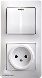 Schneider Electric Glossa Блок комбинированный розетка и 2-кл. выключатель с подсветкой Белый