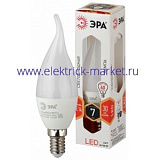 Лампа светодиодная Эра LED BXS-7W-827-E14 (диод, свеча на ветру, 7Вт, тепл, E14)