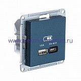 Systeme Electric AtlasDesign Изумруд USB Розетка A + тип-C 45W высокоскор.заряд. QC,PD, мех. ATN000829