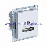 SE AtlasDesign Белый USB Розетка A + тип-C 45W высокоскор.заряд. QC, PD, мех. ATN000129