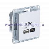 Systeme Electric AtlasDesign Лотос Розетка USB A + тип-C 45Вт высокоскор.заряд. QC, PD, механизм ATN001329