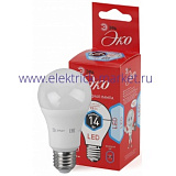 Лампы СВЕТОДИОДНЫЕ ЭКО ECO LED A60-14W-840-E27  ЭРА (диод, груша, 14Вт, нейтр, E27)
