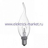 Selecta лампа свеча на ветру прозрачная 60W Е14