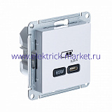 SE AtlasDesign Белый USB Розетка тип-C 65W высокоскор.заряд. QC, PD, мех. ATN000127
