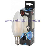 Лампа светодиодная Эра F-LED B35-5W-840-E14 frost (филамент, свеча мат., 5Вт, нейтр, E14)