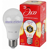 Лампы СВЕТОДИОДНЫЕ ЭКО ECO LED A60-16W-827-E27  ЭРА (диод, груша, 16Вт, тепл, E27)