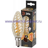 Лампа светодиодная Эра F-LED BTW-5W-827-E14 gold (филамент, свеча витая золот., 5Вт, тепл, E14)