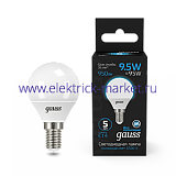 Gauss Лампа Шар 9.5W 950lm 6500K E14 LED 1/10/50 
