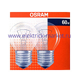 Osram Лампа Classic P CL 60W 230V E27 (шарик прозрачный d=45 l=75)