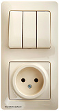 Schneider Electric Glossa Блок комбинированный розетка и 3-кл. выключатель Бежевый