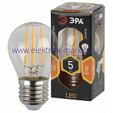 Лампа светодиодная Эра F-LED P45-5W-827-E27 (филамент, шар, 5Вт, тепл, E27)