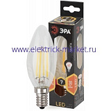 Лампа светодиодная Эра F-LED B35-7W-827-E14 (филамент, свеча, 7Вт, тепл, E14)
