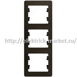 Schneider Electric Glossa Рамка 3-постовая вертикальная Шоколад