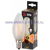 Лампа светодиодная Эра F-LED B35-5W-827-E14 frost (филамент, свеча мат., 5Вт, тепл, E14)