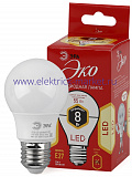 Лампы СВЕТОДИОДНЫЕ ЭКО ECO LED A55-8W-827-E27  ЭРА (диод, груша, 8Вт, тепл, E27)