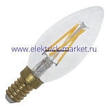 FL-LED Filament C35 6W E27 3000К 220V 600Лм 35*98мм FOTON_LIGHTING - лампа свеча прозрачная
