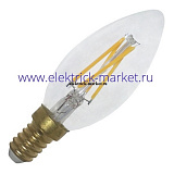 FL-LED Filament C35 6W E14 3000К 220V 600Лм 35*98мм FOTON_LIGHTING - лампа свеча прозрачная