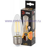 Лампа светодиодная Эра F-LED B35-5W-827-E27 (филамент, свеча, 5Вт, тепл, E27)