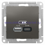 SE AtlasDesign Сталь USB A+С, 5В/2,4 А, 2х5В/1,2 А, механизм ATN000939