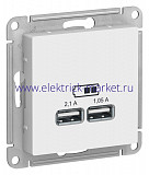 Systeme Electric AtlasDesign Лотос Розетка USB A+A, 5В/2,1 А, 2х5В/1,05 А, механизм ATN001333