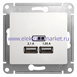 Systeme Electric Glossa Бел Розетка USB 5В/2,1А, 2х5В/1,05А GSL000133