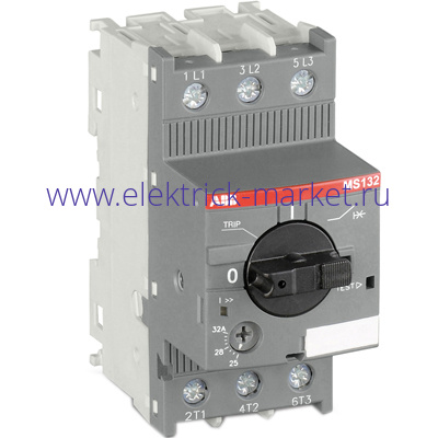 ABB MS132-6.3 100кА Автоматический выключатель с регулир. тепловой защитой 4A-6.3А 100кА