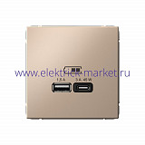 Systeme Electric ArtGallery Песочный USB Розетка A + тип-C 45Вт высокоскор.заряд. QC, PD, механизм GAL001229