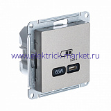 SE AtlasDesign Шампань USB Розетка тип-C 65W высокоскор.заряд. QC, PD, мех. ATN000527