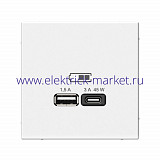 Systeme Electric ArtGallery Лотос USB Розетка A + тип-C 45Вт высокоскор.заряд. QC, PD, механизм GAL001329