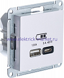 SE AtlasDesign Жемчуг USB Розетка A + тип-C 45W высокоскор.заряд. QC,PD, мех. ATN000429