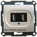 Schneider Electric Glossa Розетка USB 2х5В/700 мА механизм Перламутр