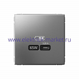 Systeme Electric ArtGallery Сталь USB Розетка тип-С 65Вт высокоскор.заряд. QC, PD, механизм GAL000927