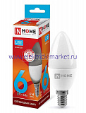 Лампа светодиодная LED-СВЕЧА-VC 6Вт свеча 4000К нейтр. бел. E14 570лм 230В IN HOME 4690612020396