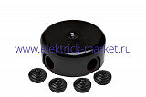 BIRONI ABS-пластик Черный Коробка распределительная BIRONI D110*35мм ( 4 кабельных ввода в комплекте )