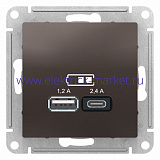 SE AtlasDesign Мокко USB A+С, 5В/2,4А, 2х5В/1,2А, механизм ATN000639