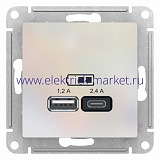 SE AtlasDesign Жемчуг USB A+С, 5В/2,4А, 2х5В/1,2А, механизм ATN000439