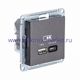 SE AtlasDesign Мокко USB Розетка A + тип-C 45W высокоскор.заряд. QC, PD, мех. ATN000629