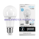 Gauss Лампа Elementary A60 15W 1480lm 6500K E27 LED