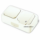 Viko Palmiye IP54 Блок: Выключатель одноклавишный + Розетка с заземлением и крышкой Белый