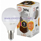 Лампа светодиодная Эра LED P45-7W-827-E14 (диод, шар, 7Вт, тепл, E14)