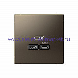 Systeme Electric ArtGallery Мокко USB Розетка тип-С 65Вт высокоскор.заряд. QC, PD, механизм GAL000627