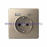 Systeme Electric ArtGallery Шампань Розетка 16А с 2 USB A+C, 5В/2,4А/3,0А, 2х5В/1,5А, механизм GAL000532