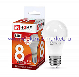 Лампа светодиодная LED-A60-VC 8Вт грушевидная 230В E27 6500К 760лм IN HOME 4690612024042