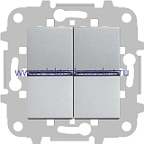 ABB NIE Zenit Серебро Выключатель 2-клавишный c подсветкой 2 мод в сборе без рамки (N2101 PL + N2191 VD + N2271.9)