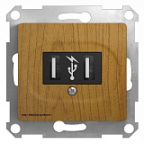 Schneider Electric Glossa Розетка USB 2х5В/700 мА механизм Дерево дуб